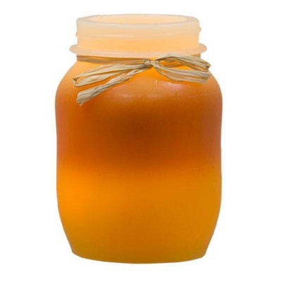 NEW CANDY CORN CANDLE KEEPING JAR Timer 5.25'' CREAM ORANGE RUST FALL Halloween 
