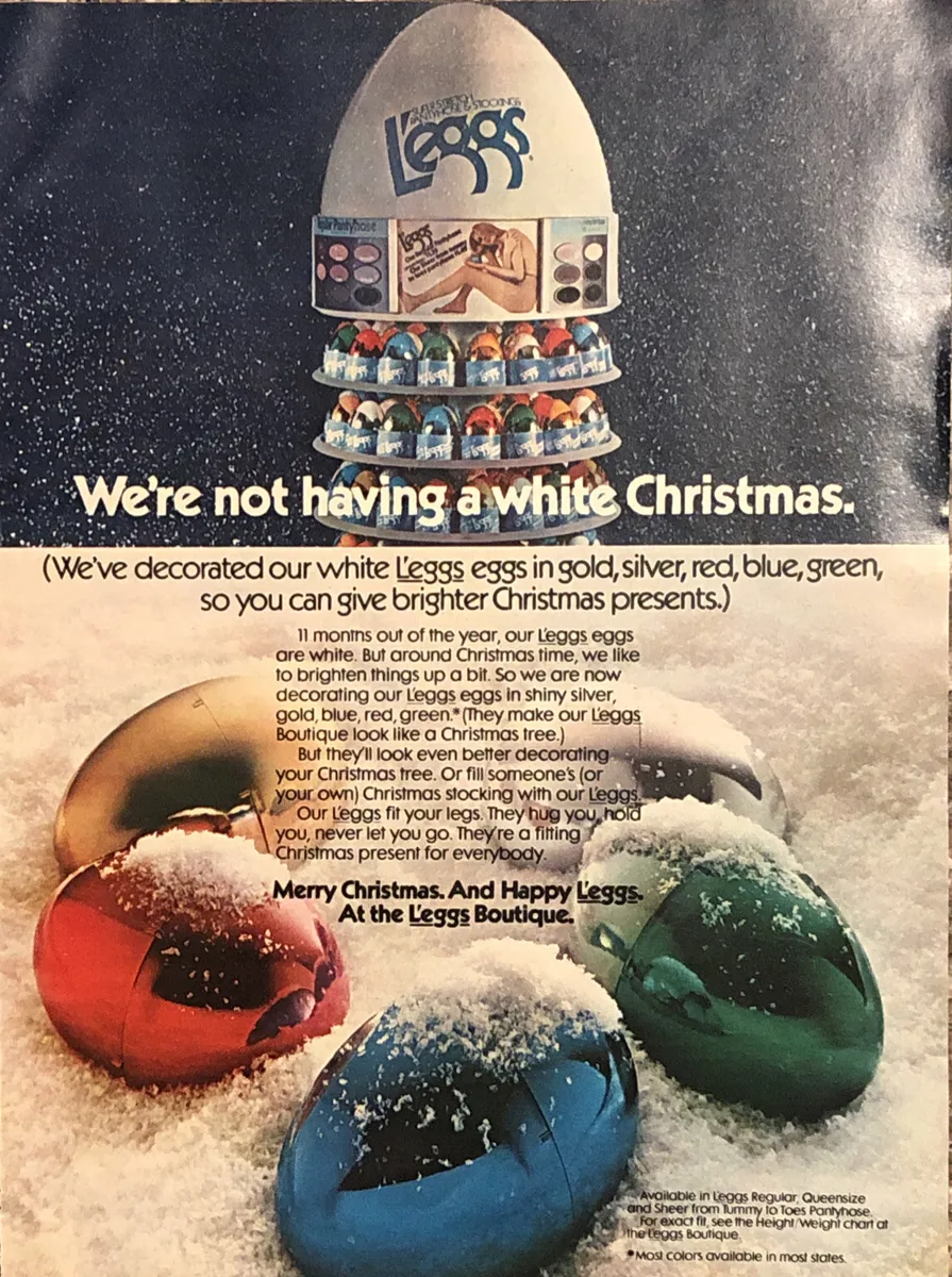 PRINT AD 1970s L'eggs Pantyhose Colorful Shiny Eggs Merry