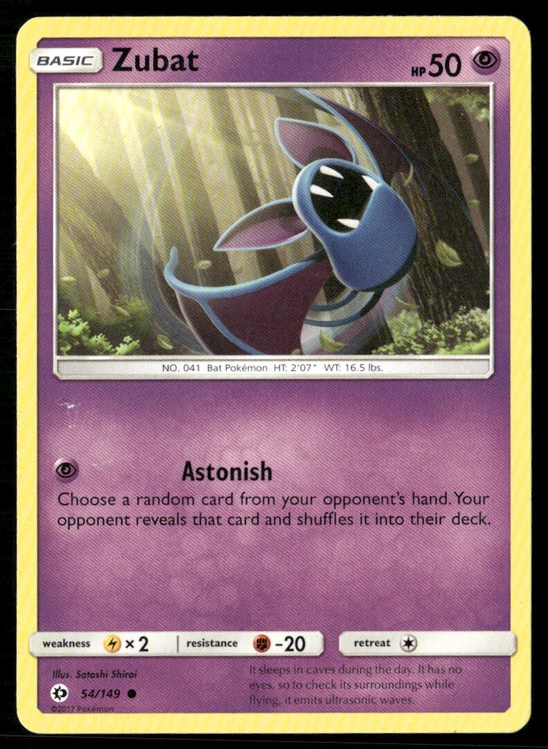 2017 Sun & Moon Set Pokemon Card 054  Zubat LP