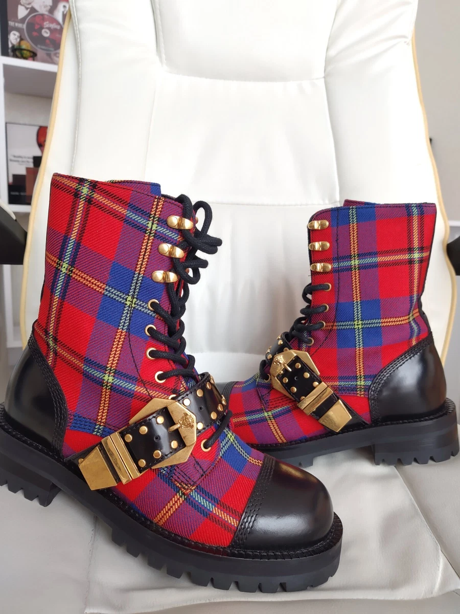 Red checkered boots sale