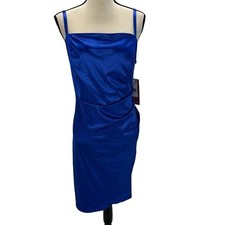 Emerald Sundae Juniors' Sleeveless Side Ruched Bodycon Midi Dress - Blue - 18