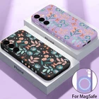 For Samsung S24 Ultra S23 FE S22 S21 Flower Silicone Magsafe Phone Case Cover