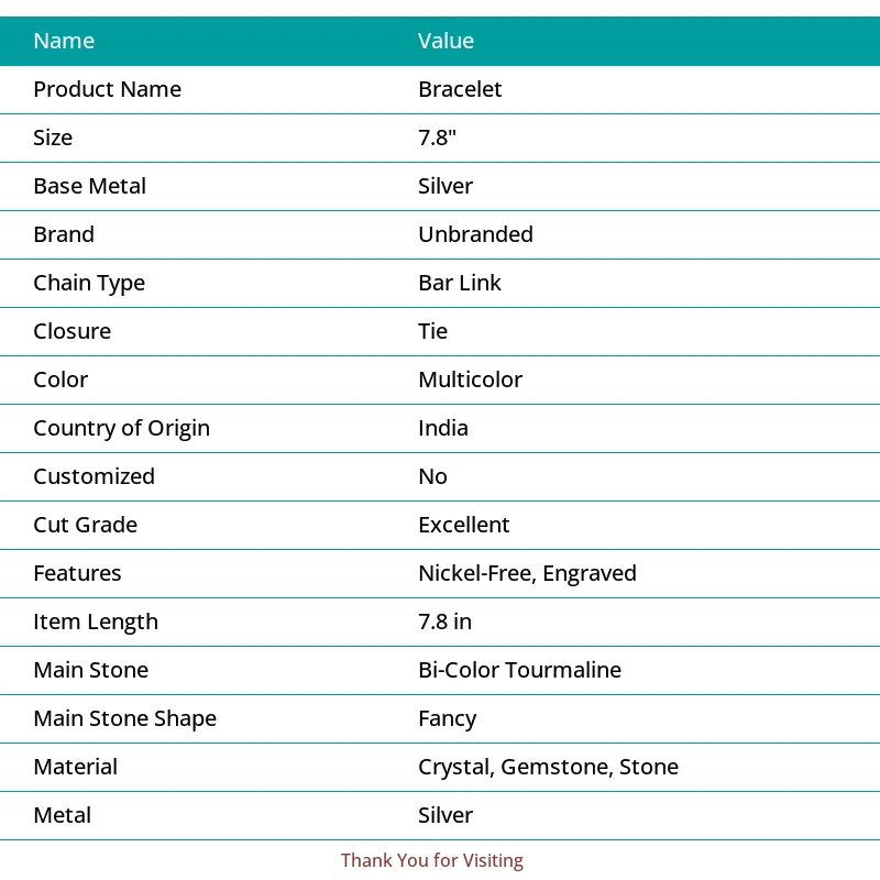 Bi-Color Tourmaline, Peridot Gemstone 925 Sterling Silver Bracelet 7-8" y324 - Image 2 of 4