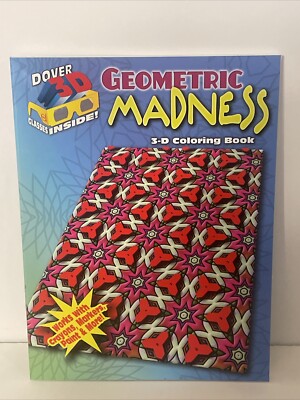 Geometric Madness 3D Coloring Book With 3D Glasses Included BRAND NEW