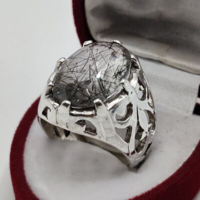 Natürliche ovale Form Mu e Nadschaf Herren Sterling Silber 925 Handarbeit Ringe