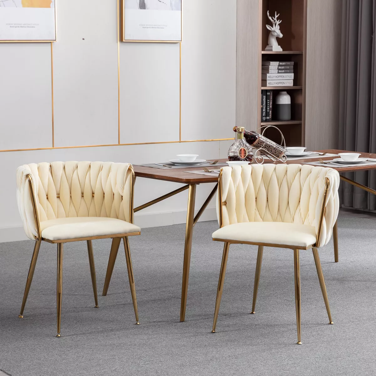 Ivory velvet dining chairs deals