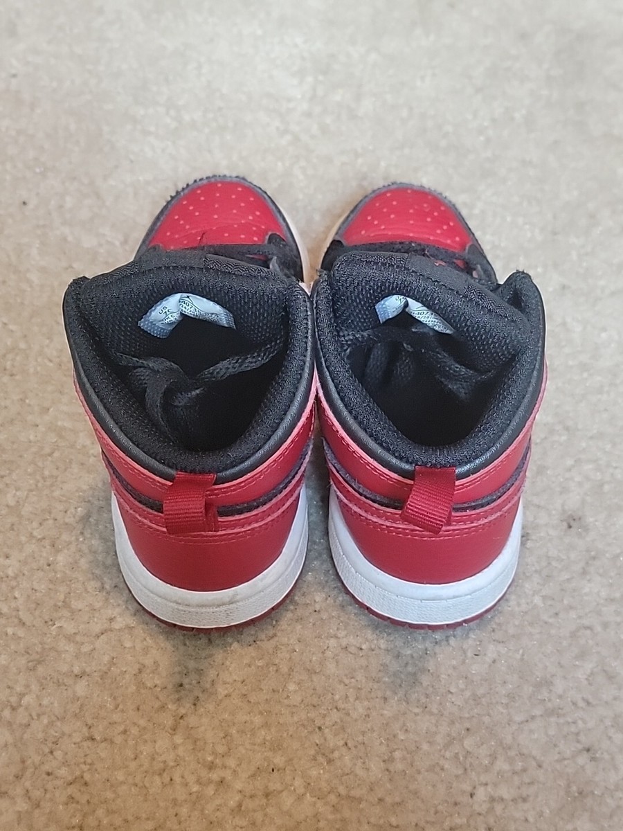 Nike Air Jordan 1 Mid TD Banned Red/Black Toddler Size 7C