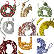 2 Curtain tie backs Slender slinky rope cord drape tiebacks hold backs fabric