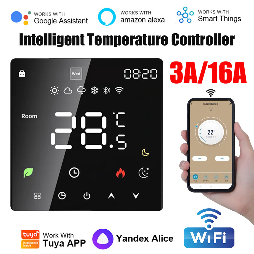 Smart Thermostat for Floor Heating Programmable Voice Control LCD Touch Screen-image