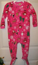 Reindeer Snowman Santa Footed Zip Up One Piece Pajama Girls Size 18 Months NWT