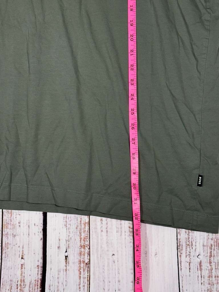 Boss T-Shirt Men Size 4XL Green Solid Tee Casual Minimalist Premium Cotton Top