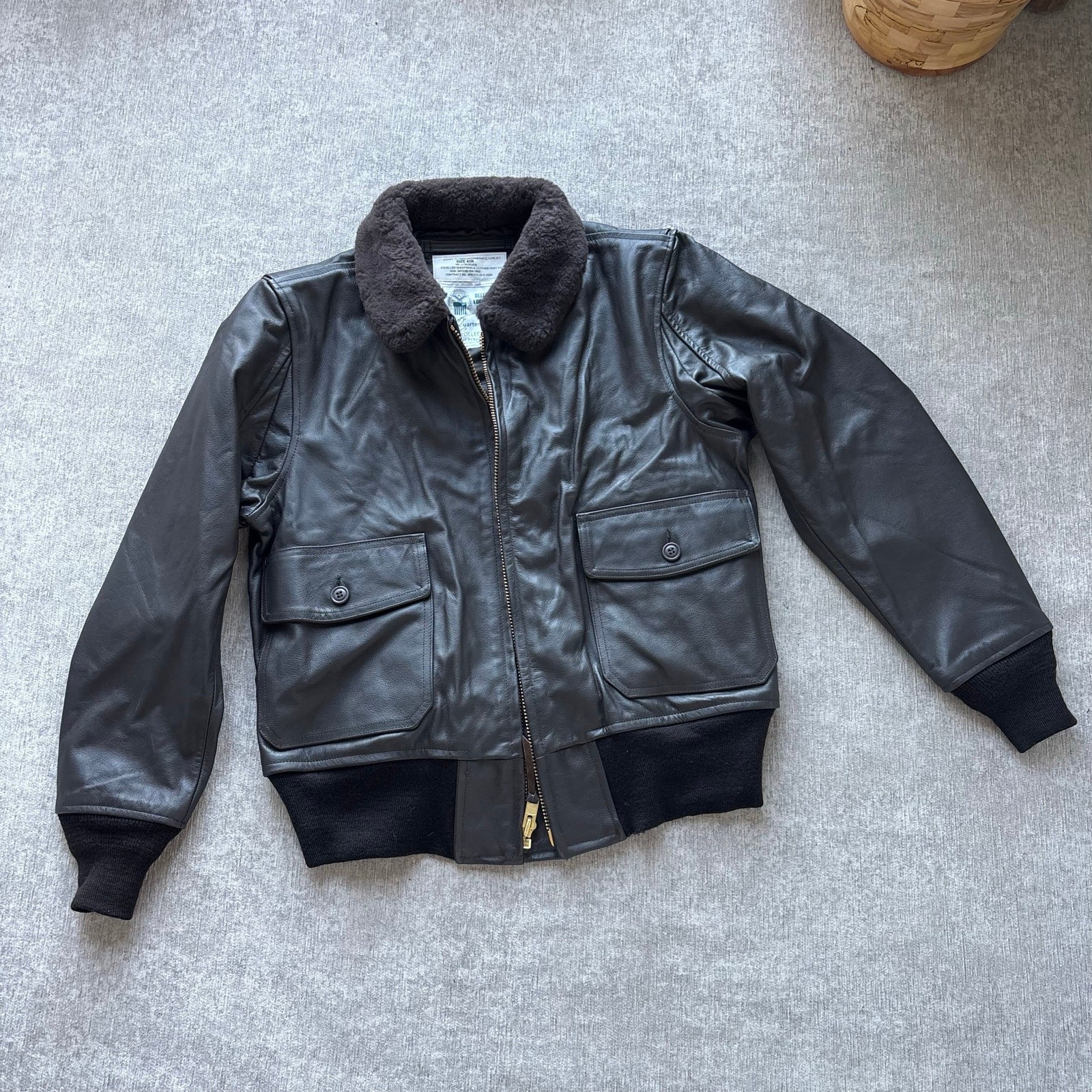 Genuine Men’s US Navy Brown Leather Flight Jacket - image 1