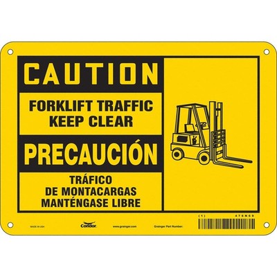 CONDOR 476N69 Safety Sign,7 inx10 in,Polyethylene 476N69