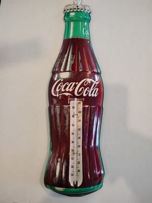 VTG. DONASCO COCA-COLA TIN EMBOSSED THERMOMETER COKE BOTTLE MADE IN USA