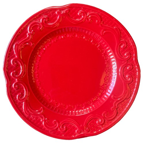 FITZ & FLOYD Forest Frost Set of 8 Red Salad plates 9” Vintage