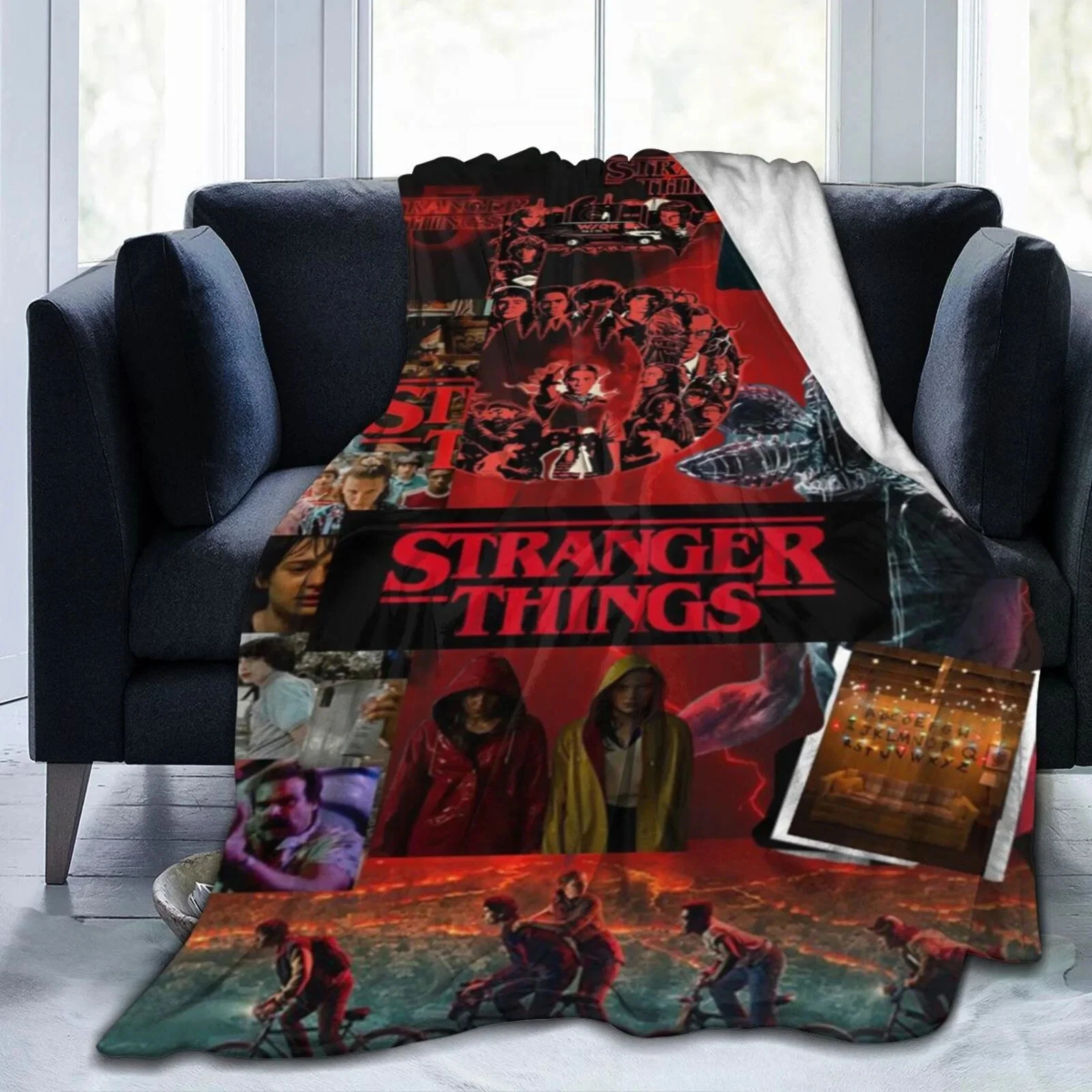 Stranger Things 5 Themed Blanket - Vibrant Pattern and Comfortable Throw Blanket