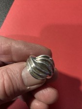 925 Sterling Silver Vintage Ribbed Ring Size 6.25