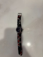 Gucci Snake Motif Quartz Watch Leather Strap Silver Tone Case Needs Battery