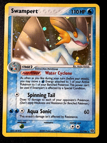 Swampert 11/106 EX Emerald Pokemon Card Holo Foil Rare Swirls HP