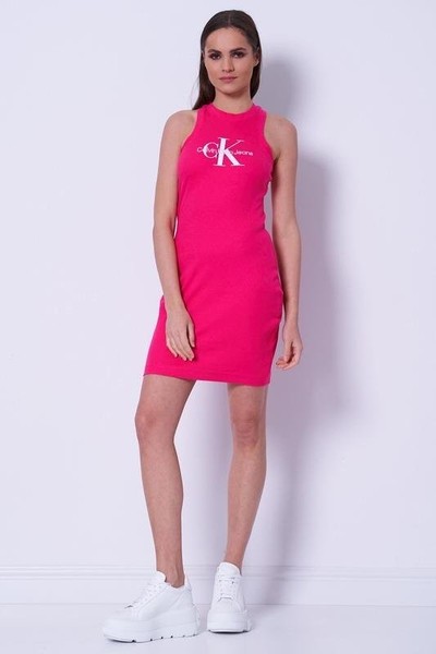 Women Calvin Klein Dress Pink Cotton 44