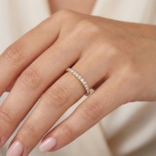 Solid 14K Gold Eternity Wedding Ring Classic 0.35 CT Round Natural Diamond F VS2
