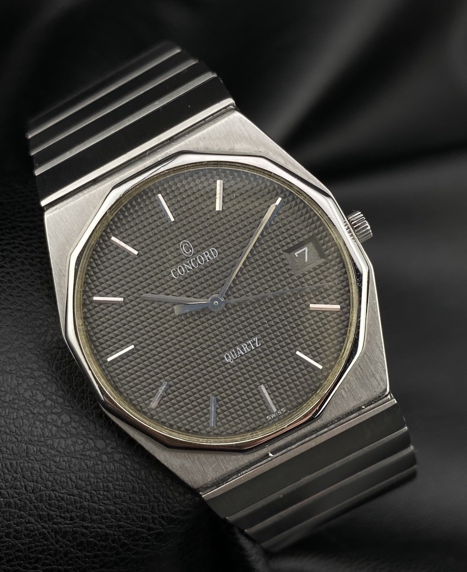  CONCORD 26cm used モロッコ製 Vintage Concord Mariner SG Swiss Made St. Steel 18k Date Dial