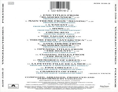 VANGELIS - THEMES NEW CD