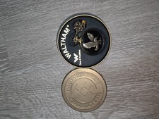 Waltham Quartz Pocket Watch w/ Chain, Eagle Theme Gold-Tone Movement Stopped