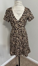 Cheetah Print Dress Size Medium Ruffle Bottom Midi Length WORN ONCE