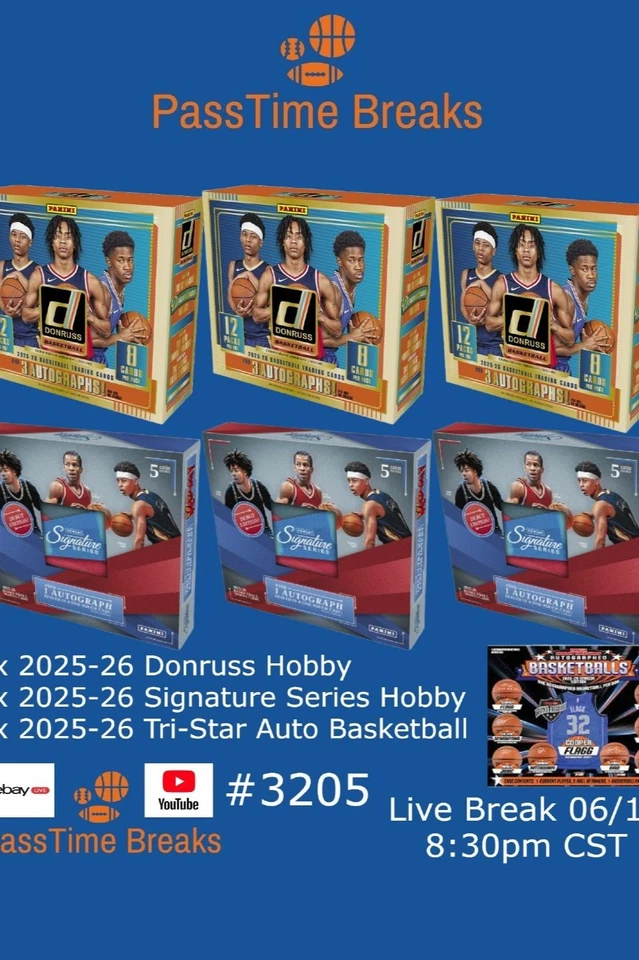 2025-26 DONRUSS SIGNATURE SERIES BASKETBALL 6x Hobby Box Mix PYT BREAK 3205