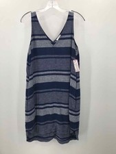 Pre-Owned Loft Blue Size Small Stripe Shift Knee Length Sleeveless Dress