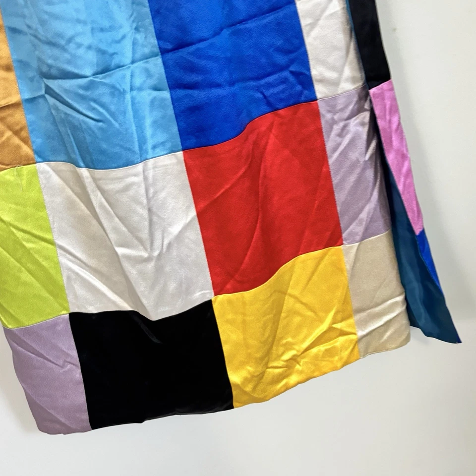 Vtg 1960s GISELLA HINEMANN Patchwork Satin Multicolor Wrap Skirt Exquisite OS - Image 3 of 4