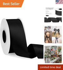 1-1/2 Inch Double Faced Black Satin Ribbon, 25 Yards Solid Silk Fabric Ribbons