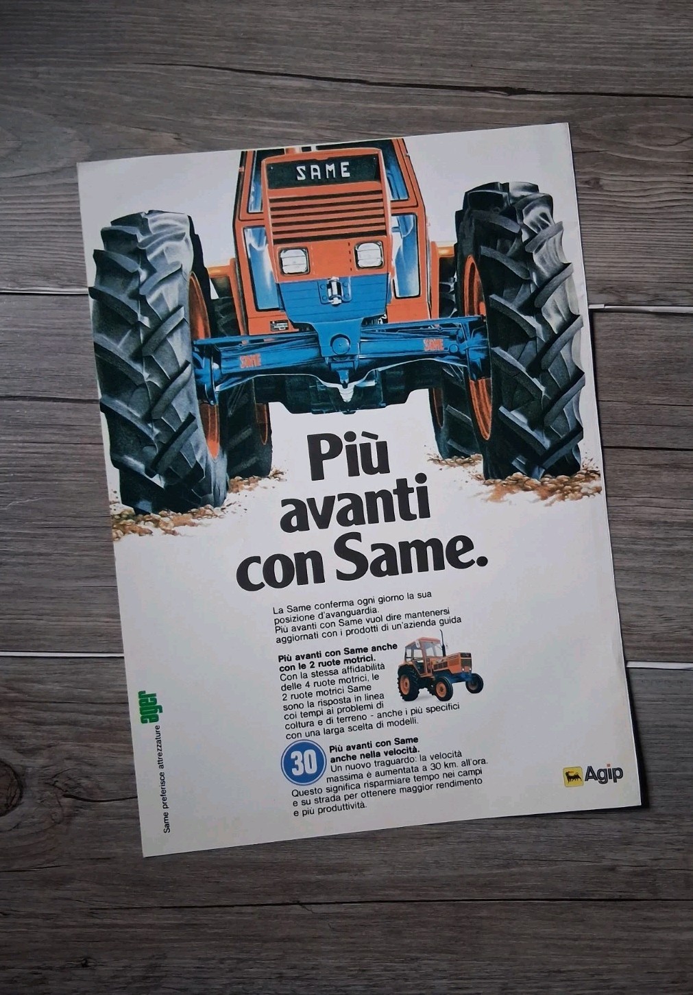 Pubblicità Trattori Same 2 Ruote Motrici Ager Agip Vintage 1980