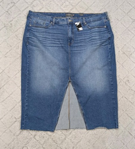 Torrid Skirt Womens 24 Blue Denim Maxi Slit Front Dolce Vita Pockets Plus NEW - Picture 1 of 9
