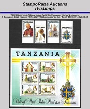 Tanzania, 1990, sc.595-599, wizyta papieża Jana Pawła II, MNH, kat. 9,50 USD