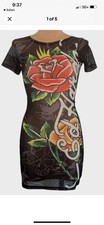 Ed Hardy Swim Black Mesh Cover Up, Size S