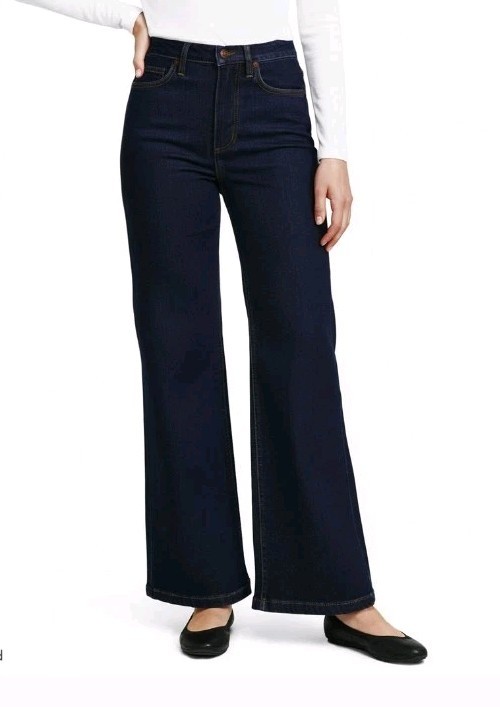 Lands' End Jeans Womens 18X30 Wide Leg Dark Wash