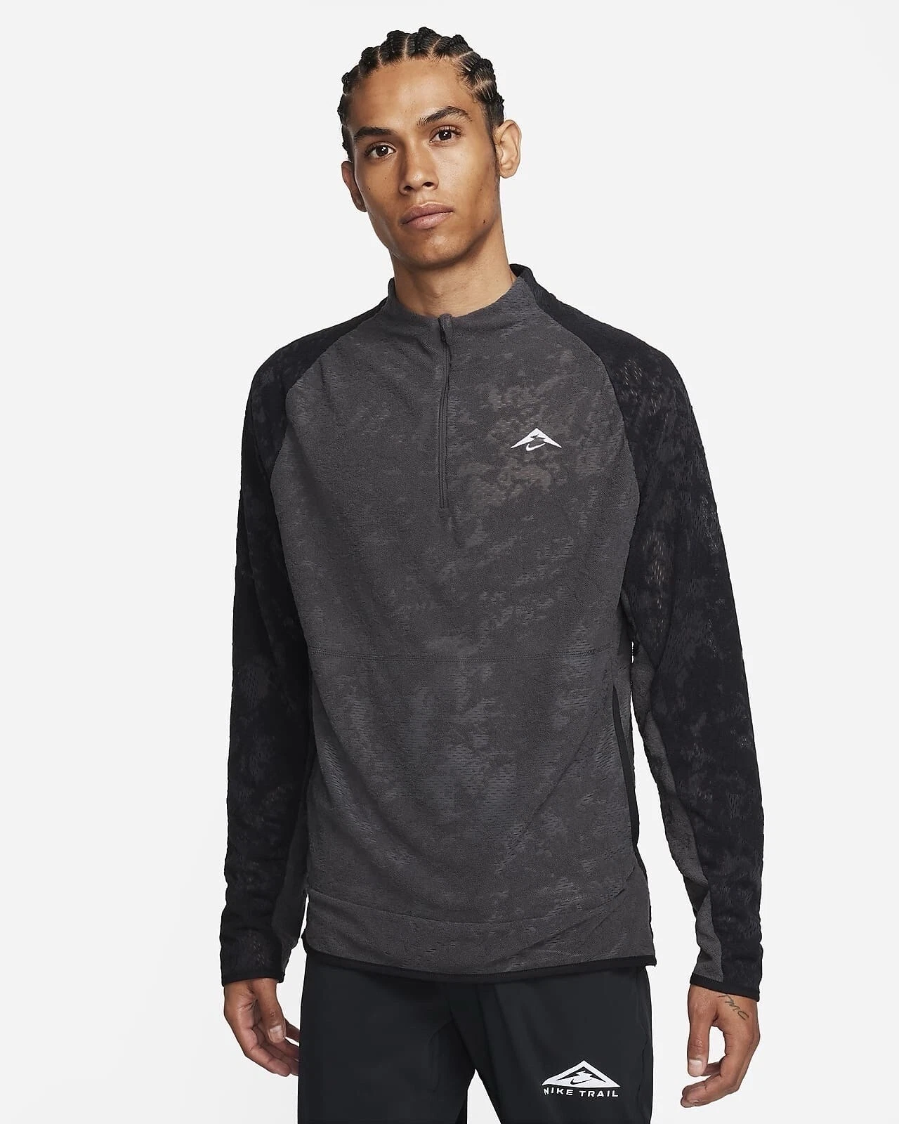 NWT men's small nike Trail Dri-Fit 1/4 Zip Running Top Anthracite Pockets FB7535