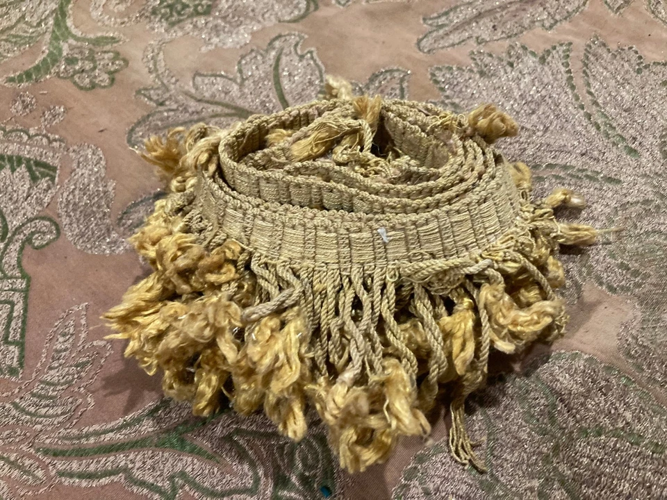 Borde de flecos amarillos vintage 19 con borlas - 47"" de largo - 3"" de ancho Foto 2 de 4