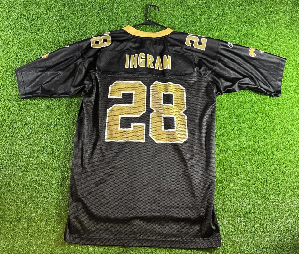 Camiseta de fútbol americano Mark Ingram #28 New Orleans Saints talla Lg Reebok NFL negra dorada Foto 2 de 4