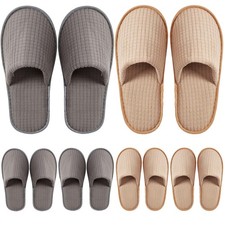 6 Pairs Disposable Slippers for Guest, Non Slip Spa Washable Reusable House S...