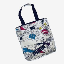 Rare Puma Womens Graphic Tote Bag White Multicolor Zippered