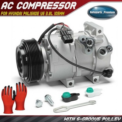 A/C Compressor w/ VS14 Compressor for Hyundai Palisade 2020-2022 V6 3.8L 105mm