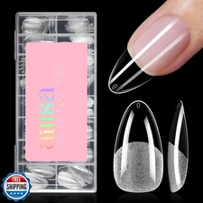AILLSA Medium Almond Shaped Nail Tips - 15 Sizes 120pcs Soft Gel 