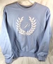 Victoria's Secret Pink Women's 'P' Logo Oversized Sweatshirt - Light Blue - S