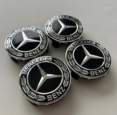 #ad 4x Black Center Chrome Star Wheel Center Caps Hub Cover Rim for Mercedes benz $9.95