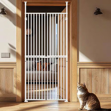 Extra Tall Pet Gate Adjustable 29.5-32 In. Width 75-100 In. Height Walk through
