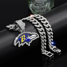 Baltimore Ravens NFL Men's Personalized Hip Hop Cuban Chain Necklace