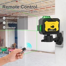 Self-Leveling Cross 12 Line Laser Level Green Line 3 x 360 Battery& Remote Contr